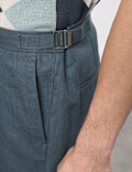 Tapered Fit Cotton Linen Blend Trousers