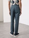 Tapered Fit Cotton Linen Blend Trousers