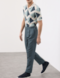 Tapered Fit Cotton Linen Blend Trousers