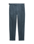 Tapered Fit Cotton Linen Blend Trousers