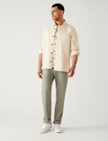 Linen Mix Plain Regular Fit Trousers