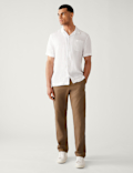 Linen Mix Plain Regular Fit Trousers