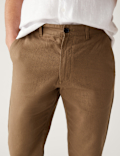 Linen Mix Plain Regular Fit Trousers