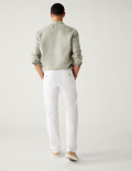 Linen Mix Plain Regular Fit Trousers