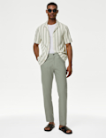 Regular Fit Linen Blend Stretch Chinos