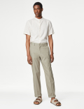 Regular Fit Linen Blend Stretch Chinos