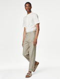 Regular Fit Linen Blend Stretch Chinos