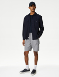 Linen Blend Elasticated Waist Utility Shorts'
