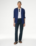 Tapered Fit Linen Blend Trousers