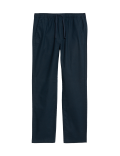 Tapered Fit Linen Blend Trousers