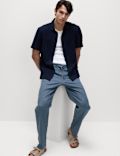 Loose Fit Cotton Linen Blend Elasticated Trousers