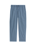 Loose Fit Cotton Linen Blend Elasticated Trousers