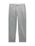 Loose Fit Linen Blend Elasticated Waist Trousers