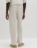 Loose Fit Linen Blend Elasticated Waist Trousers