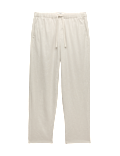 Loose Fit Linen Blend Elasticated Waist Trousers