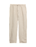 Loose Fit Pure Linen Elasticated Waist Trousers