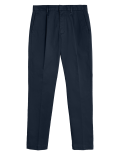 Tapered Fit Pleat Front Stretch Chinos