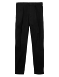 Tapered Fit Pleat Front Stretch Chinos
