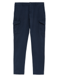 Slim Fit Textured Stretch Cargo Trousers