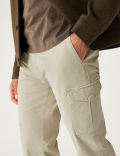 Slim Fit Textured Stretch Cargo Trousers