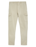 Slim Fit Textured Stretch Cargo Trousers