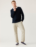 Slim Fit Half Elasticated Waist Trousers