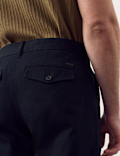 Tapered Fit Textured Dobby Pleat Front Chinos