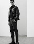 Regular Fit Textured Dobby Pleat Front Chinos