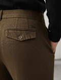 Regular Fit Textured Dobby Pleat Front Chinos