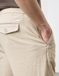 Tapered Fit Textured Dobby Pleat Front Chinos