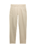 Tapered Fit Textured Dobby Pleat Front Chinos
