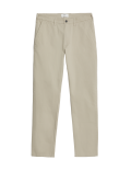 Slim Fit Cotton Rich Solid Trousers