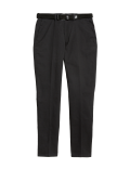 Slim Fit Printed Belted Stretch Chinos