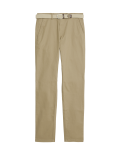 Slim Fit Belted Stretch Chinos