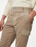 Straight Fit Corduroy Stretch Cargo Trousers