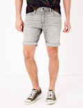Slim Fit Organic Cotton Stretch Denim Shorts