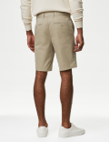 Cotton Mix Plain Regular Fit Chino Shorts