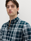 Linen Cotton Blend Check Shirt