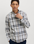 Linen Cotton Blend Check Shirt