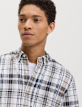 Linen Cotton Blend Check Shirt