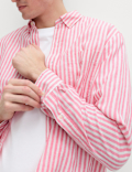 Linen Cotton Blend Striped Shirt