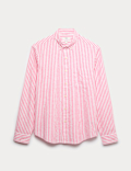 Linen Cotton Blend Striped Shirt