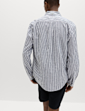 Linen Cotton Blend Striped Shirt