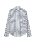 Linen Cotton Blend Striped Shirt