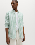Linen Cotton Blend Striped Shirt