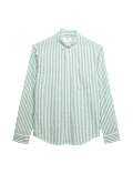 Linen Cotton Blend Striped Shirt