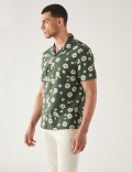 Pure Cotton Seersucker Cuban Collar Shirt
