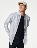 Easy Iron Cotton Rich Striped Oxford Shirt