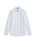 Easy Iron Cotton Rich Striped Oxford Shirt