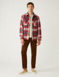 Cotton Blend Twill Check Overshirt